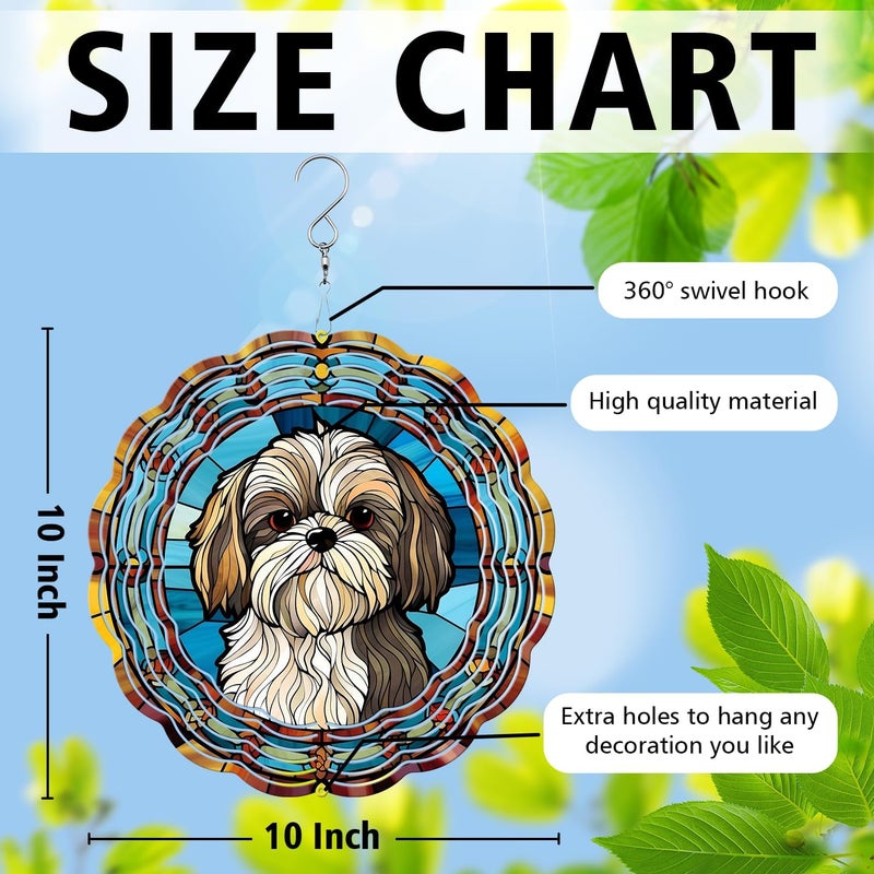 44memory Shih Tzu Yard and Garden Wind Spinner, Unique 3D Hanging Shih Tzu Wind Spinner - Image 2